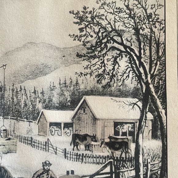 Currier & Ives The Old Farm House lithograph ca 1872 in antique frame (no glass) - Picture 6 of 15